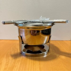 Crate & Barrel NEW Cheese/Chocolate Fondue SS Set